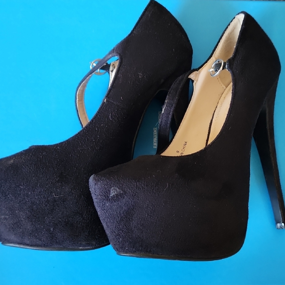 Super Tall Black Platform Heels